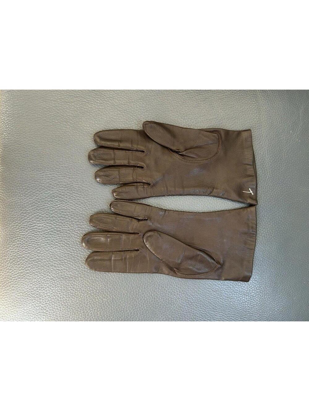 Vtg Kislav Glacé Sz 7 Brown Leather Gloves France